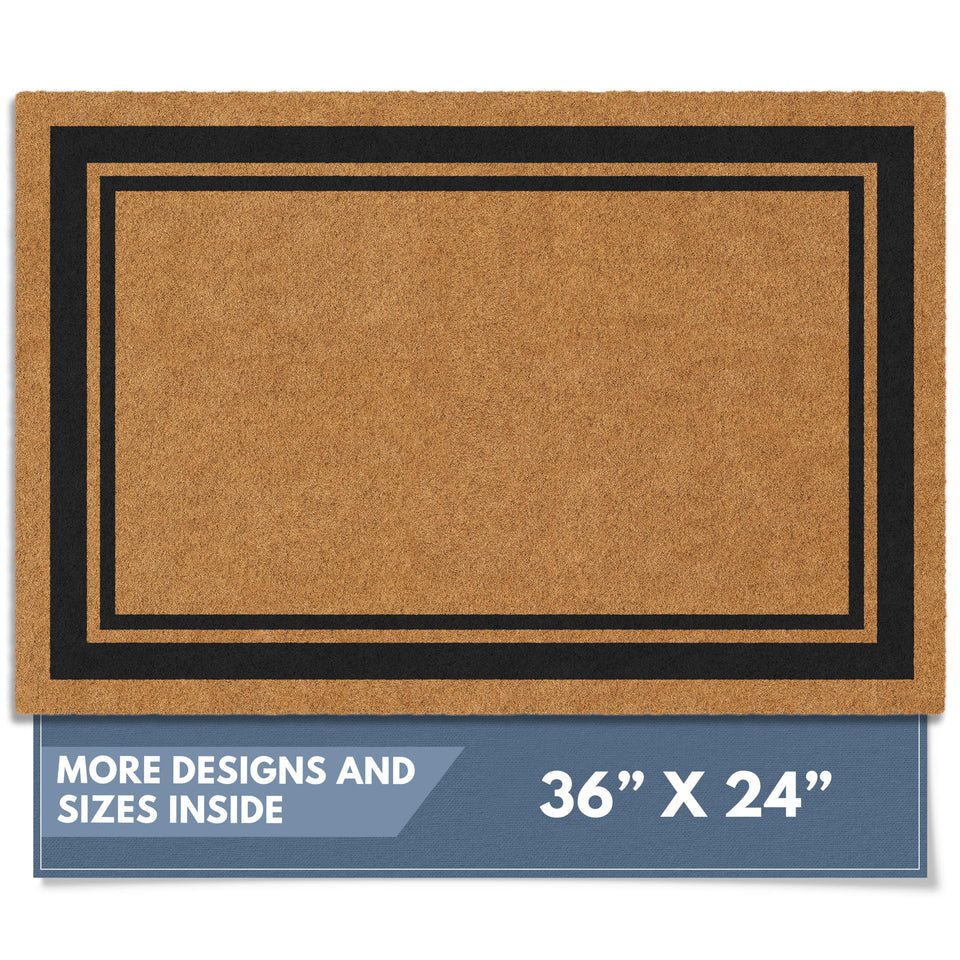 Barnyard Designs natural coir doormat with border cleans mud at the doorway