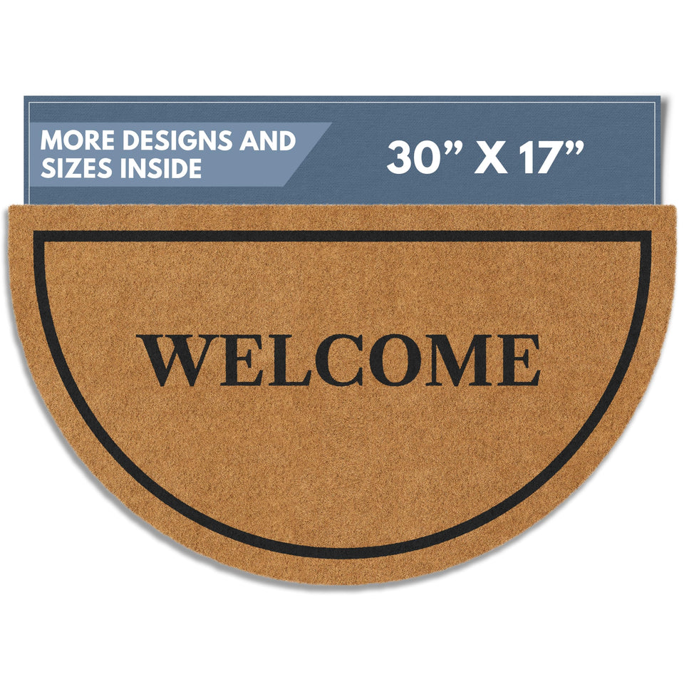 Barnyard Designs natural coco coir doormat with welcome border for durable entryway decor
