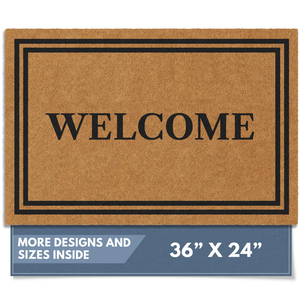 Barnyard Designs natural coco coir doormat with rugged fibers for exterior welcome.