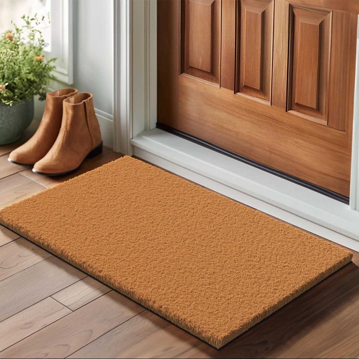 Barnyard Designs non-slip backing keeps this doormat securely in place