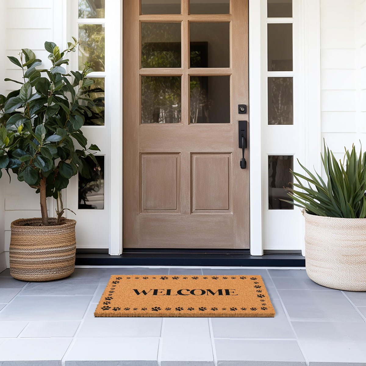 Non-slip backing of Barnyard Designs doormat seen against entryway floor