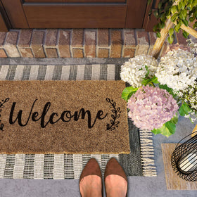 Non-slip rubber backing keeps Barnyard Designs mat in place on various surfaces