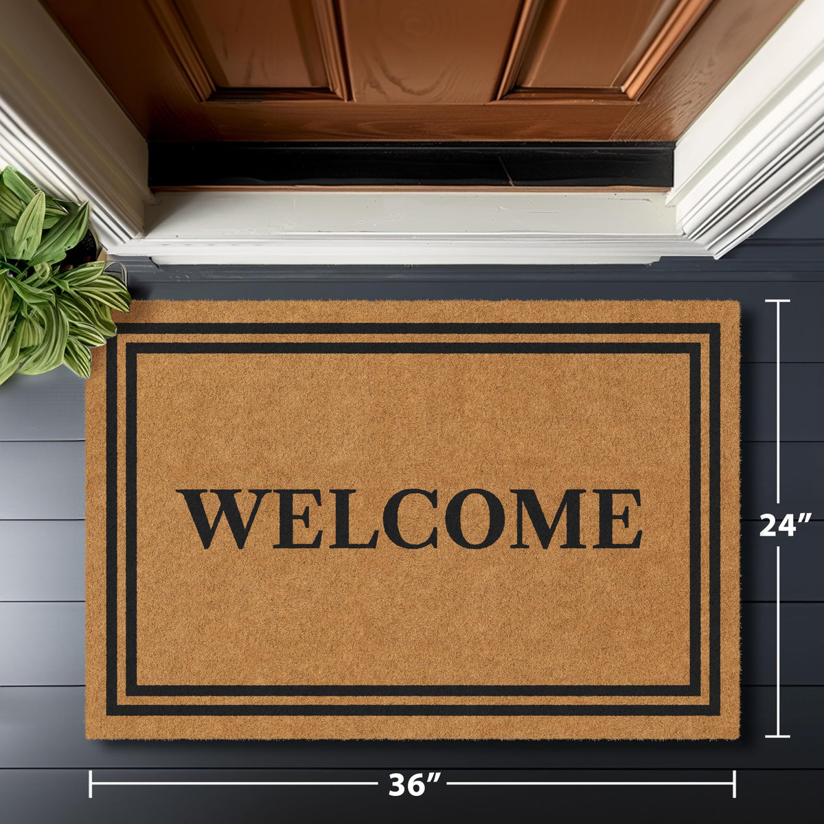 Barnyard Designs non-slip backing keeps the doormat in place.