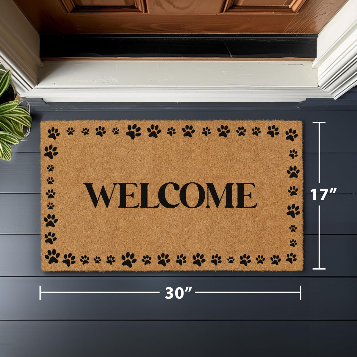 Large outdoor entrance mat by Barnyard Designs positioned by front door