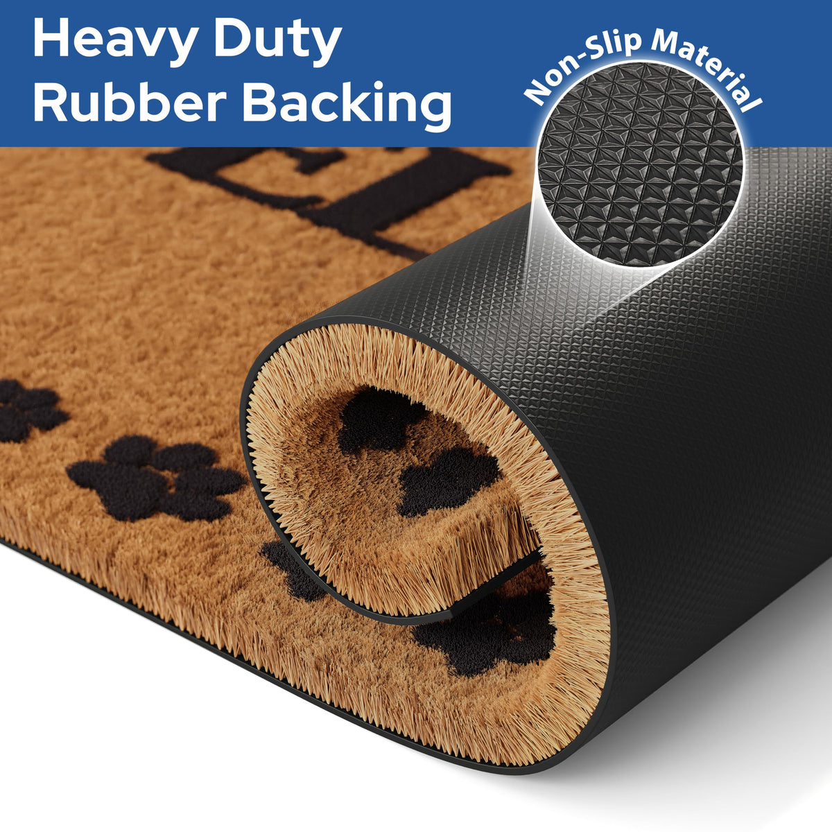 Close-up of paw print border on Barnyard Designs doormat