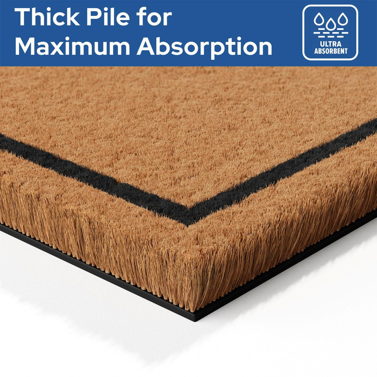 Rustic brown tones of Barnyard Designs doormat enhance exterior curb appeal.