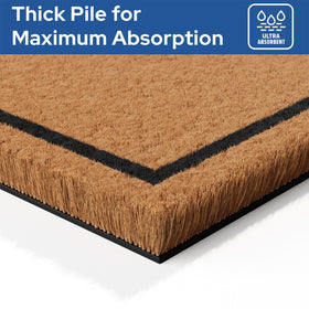 Rustic brown tones of Barnyard Designs doormat enhance exterior curb appeal.