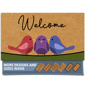 Barnyard Designs Spring Birds Doormat greets guests with a cheerful outdoor welcome.