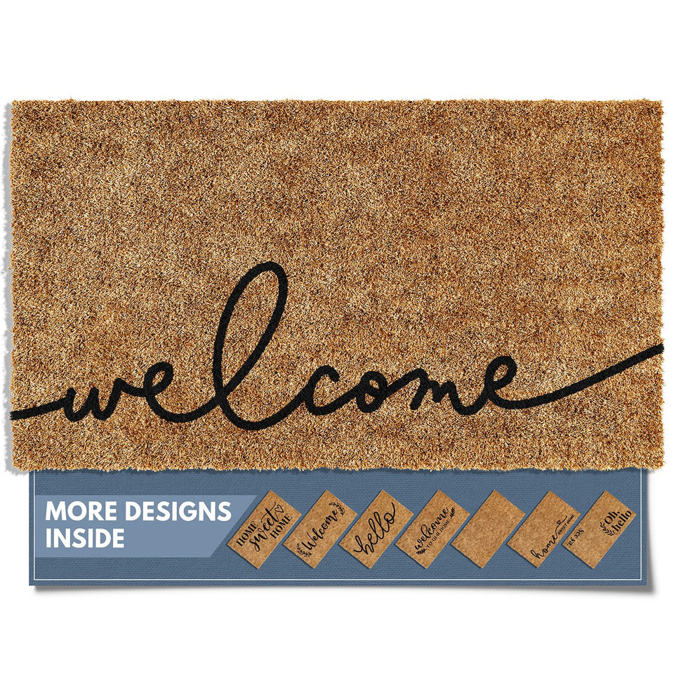 Barnyard Designs Welcome Doormat with cursive lettering for stylish outdoor entrances