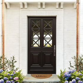 Barnyard Designs welcome mat for outdoor entry keeps a tidy inviting look