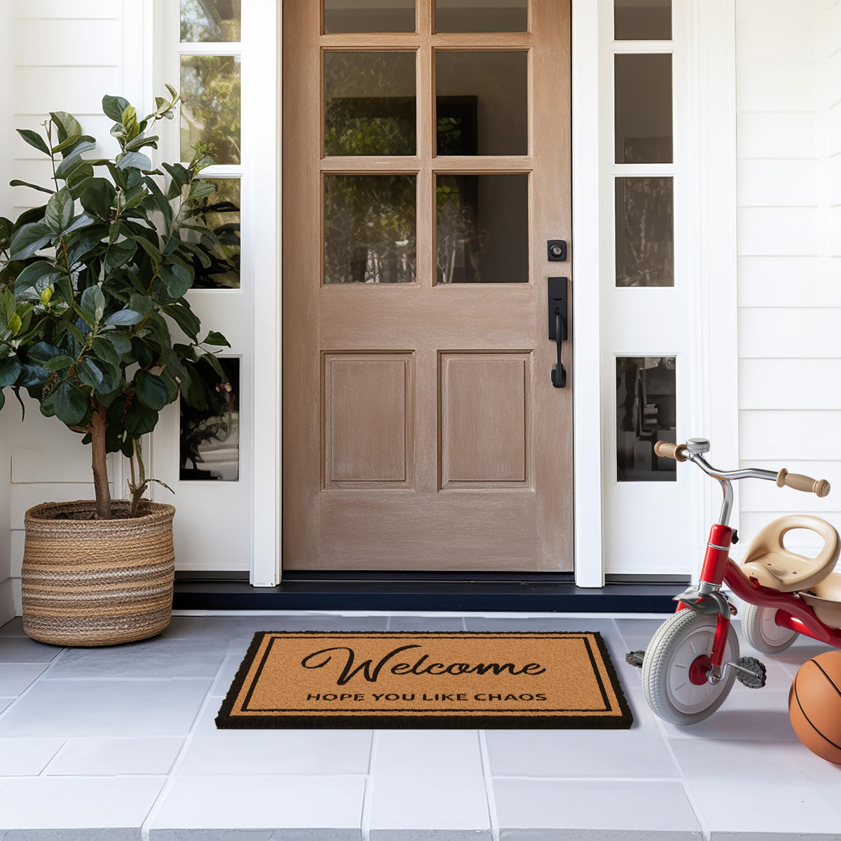 Barnyard Designs welcome mat for outdoor porch invites guests and reduces mess.