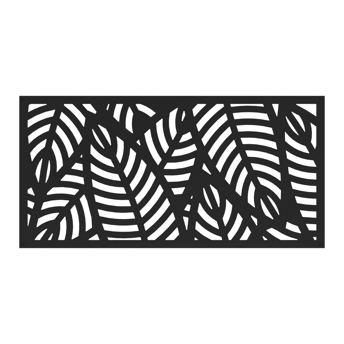 Barrette Sanibel decorative screen 2x4 black front view highlighting sturdy, weather-resistant design.