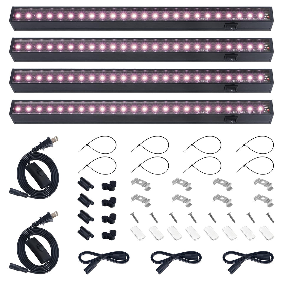 Barrina 1ft grow light strip with full-spectrum pinkish white LEDs for indoor plants.