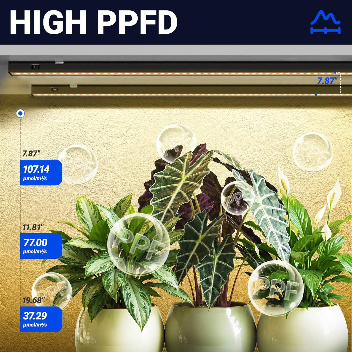 Barrina 4-pack grow lights with cords and connectors for setup