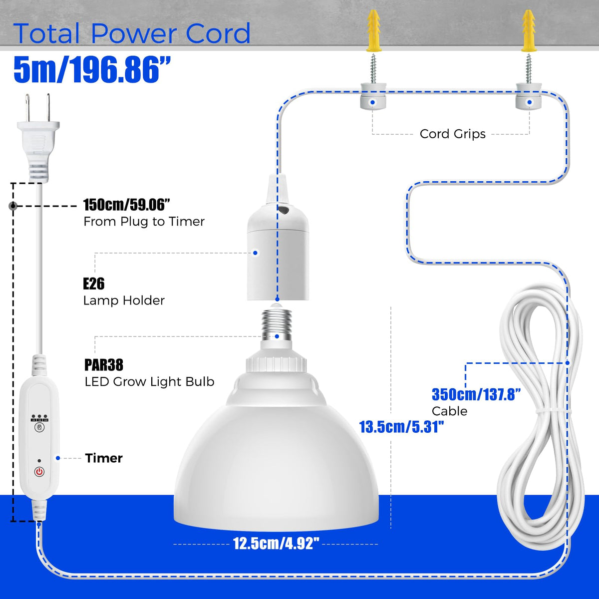 Barrina greenhouse pendant light for indoor gardening setups