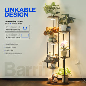 Barrina Orbgrow OG09 mounted magnetically above seedlings for compact growth control.