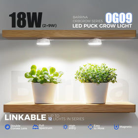 Barrina Orbgrow OG09 puck grow light long cables support scalable setups.