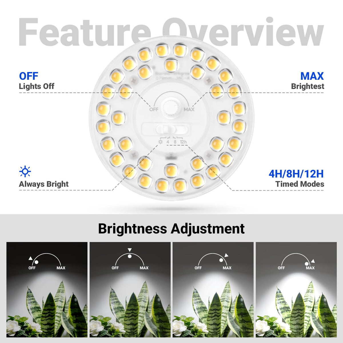 Barrina Orbgrow OG11A bulb in fixture; plug-and-play for various indoor setups