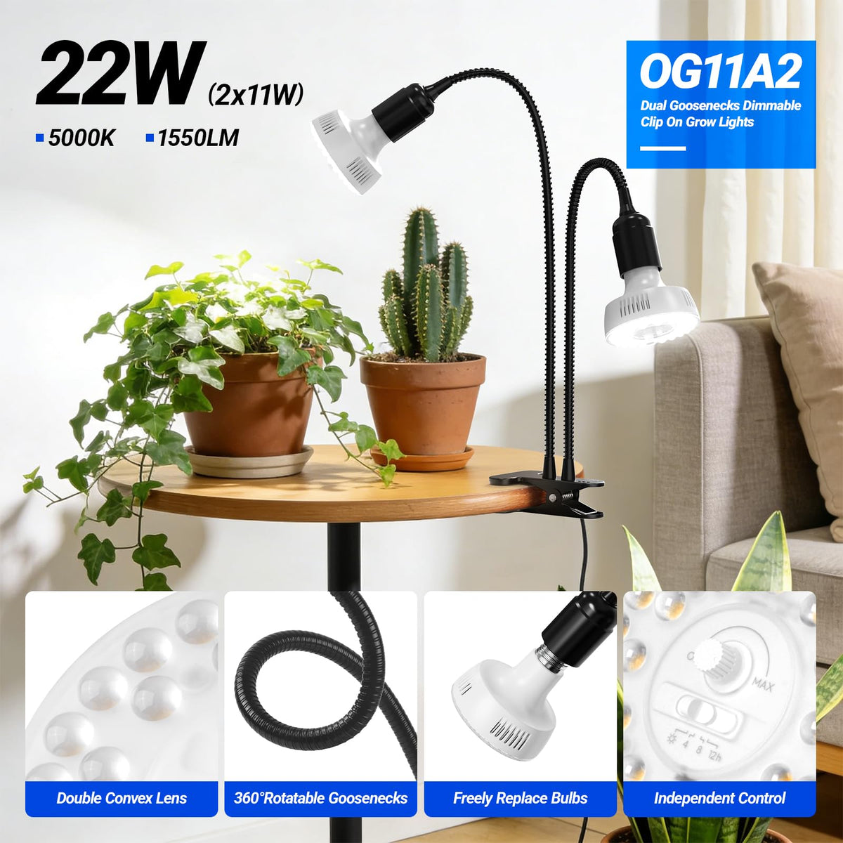 Barrina Orbgrow OG11A2 independent dimming enables tailored brightness per bulb