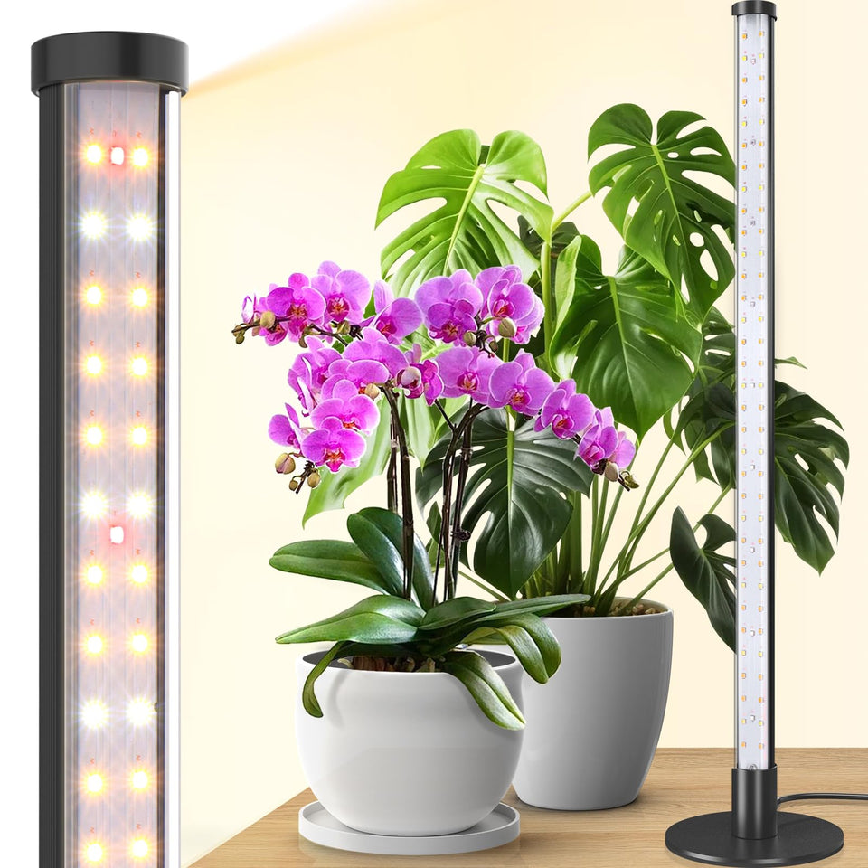 Barrina standing grow light with side illumination for even plant coverage.