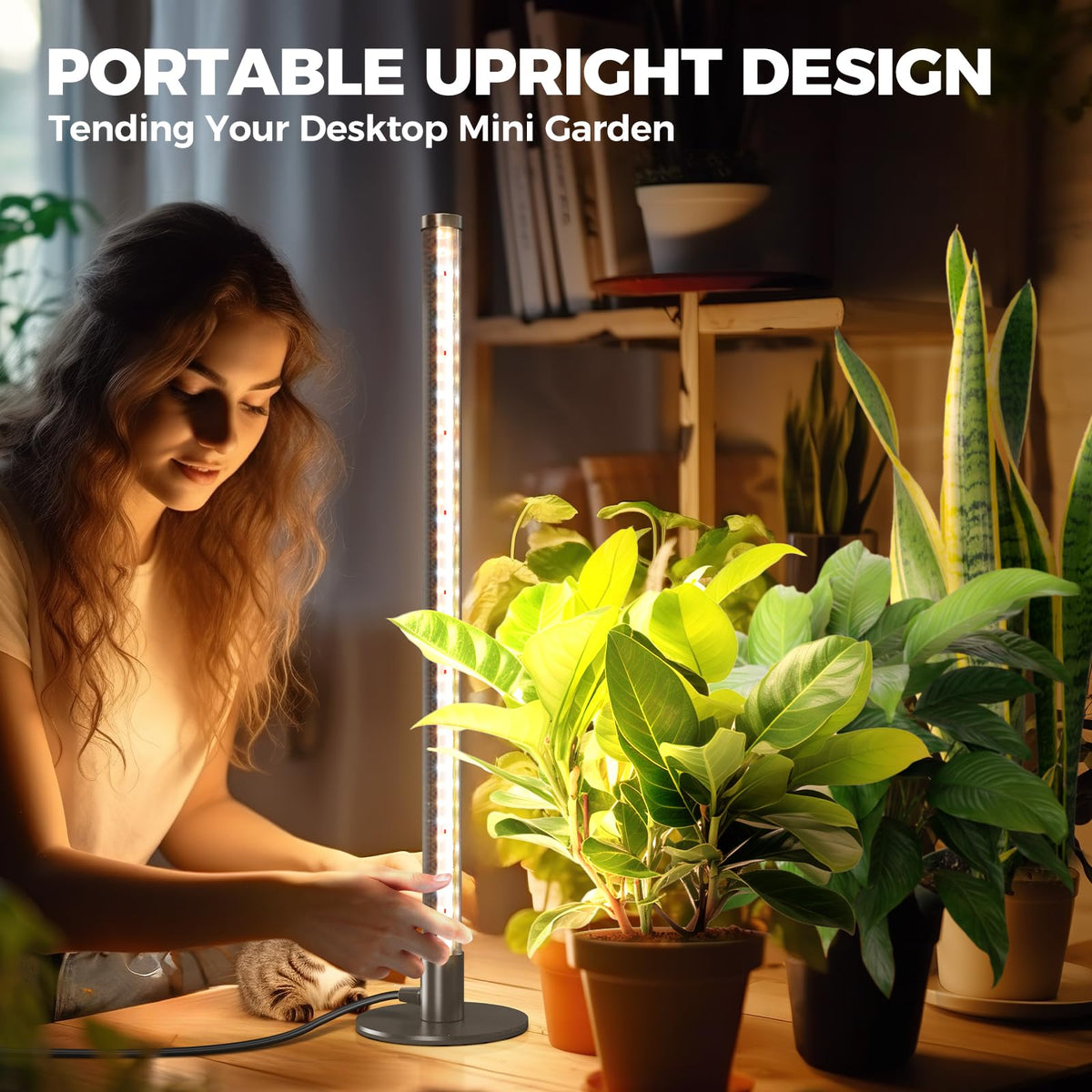 Barrina standing grow light's vertical design maximizes space for indoor greens.
