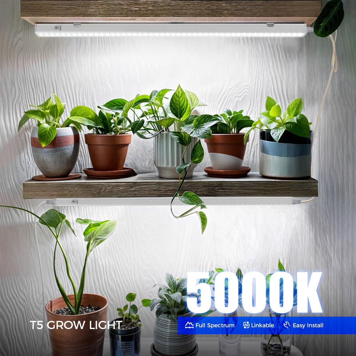 Barrina T5 grow light with separate switch for individual control of sections.