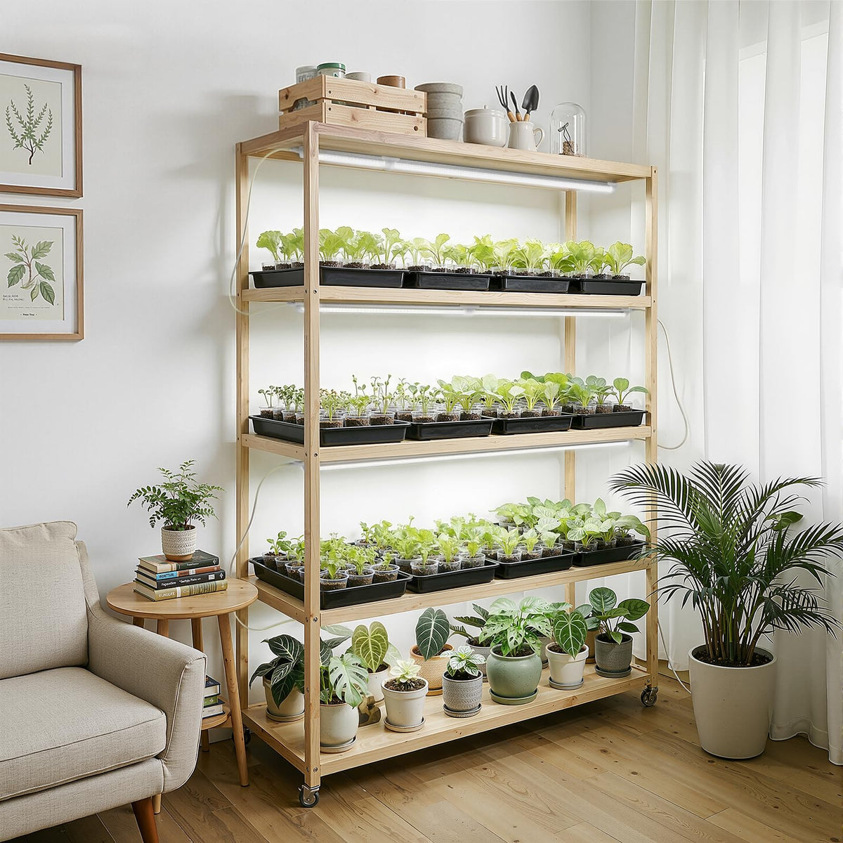 Barrina 4-pack grow lights arranged for organized indoor gardening.