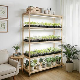 Barrina 4-pack grow lights arranged for organized indoor gardening.