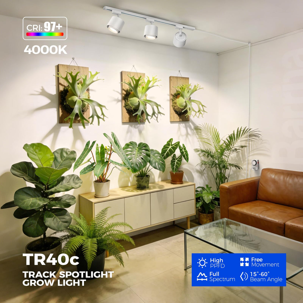 Barrina TR40c tilt at 90 degrees for precise light direction on shelves.
