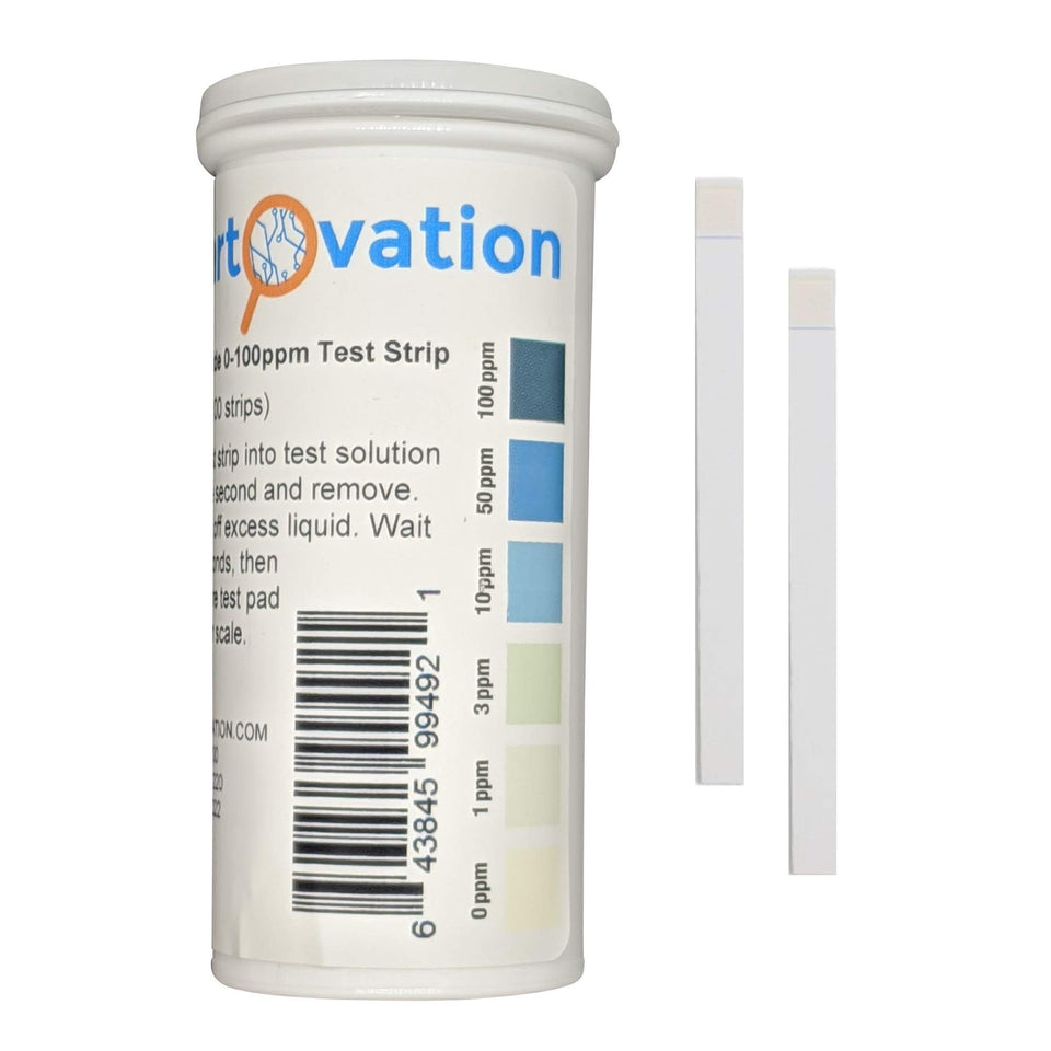 Bartovation hydrogen peroxide test strip bottle for quick field testing in water.