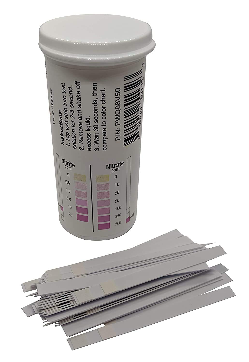 Bartovation test-strip closeup highlights reliable, fast checks for nitrate and nitrite in well water.