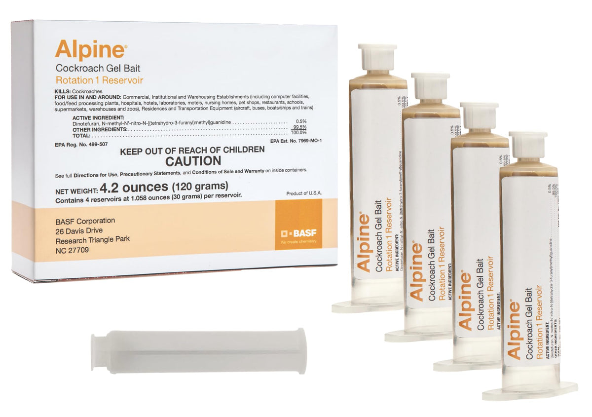 Basf Alpine Rotation 1 gel bait syringe used for quick roach control in homes.