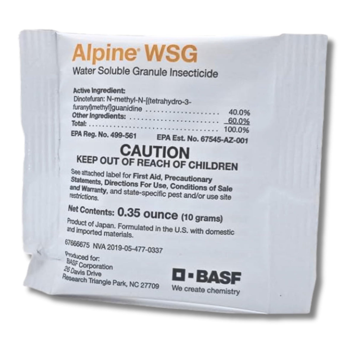 BASF Alpine WSG granules pack ready for pest control indoors and outdoors