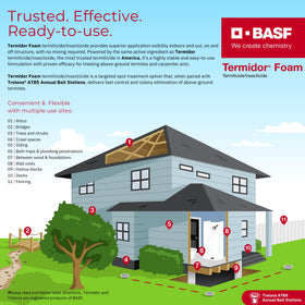 BASF Termidor Foam penetrating wall voids to reach hidden termite galleries