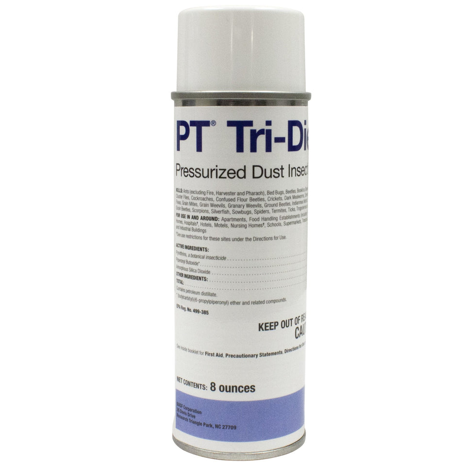 BASF Tri-Die pressurized dust insecticide for crack-and-crevice treatment with rapid knockdown and lasting residual control.