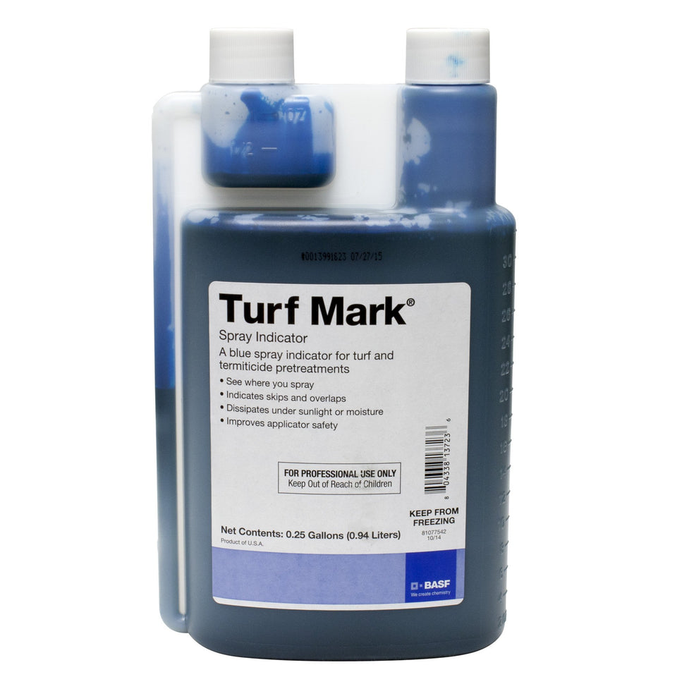 BASF Turf Mark Blue dye visualizes spray coverage for accurate weed and fertilizer applications.
