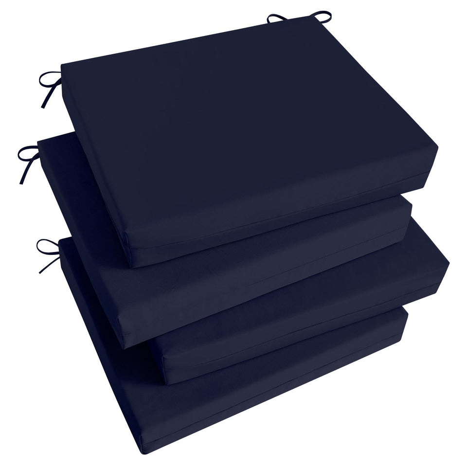 Basic Beyond outdoor cushions set of four navy, front view showing full product profile and fit