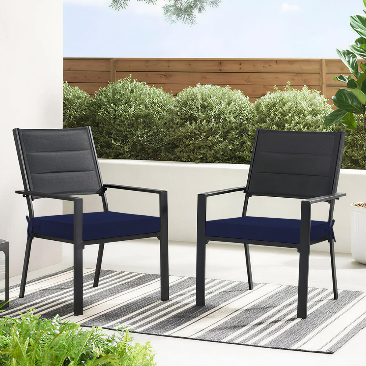 Basic Beyond square-corner cushion fits angular chairs.