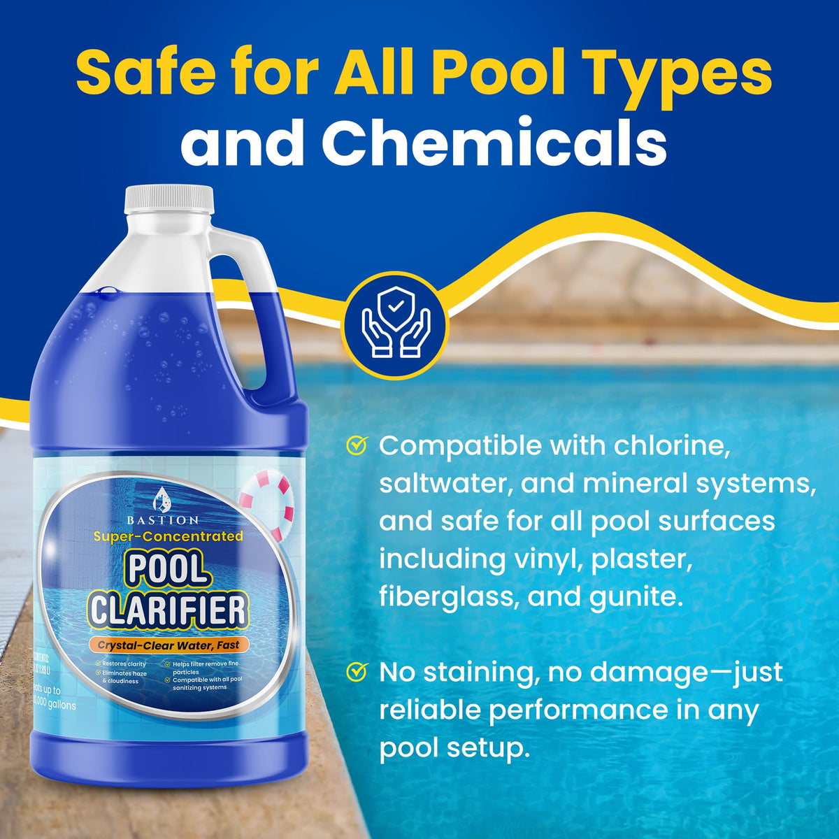Weekly maintenance or emergency cloudiness use with Bastion Clarifier