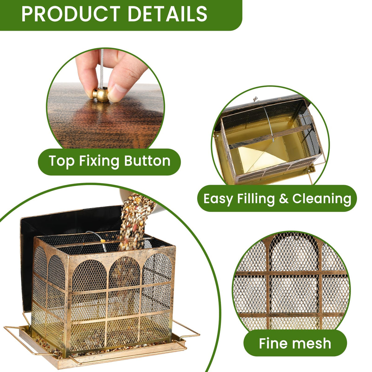 Basysnck feeder with rust-resistant copper-plated finish for outdoor use