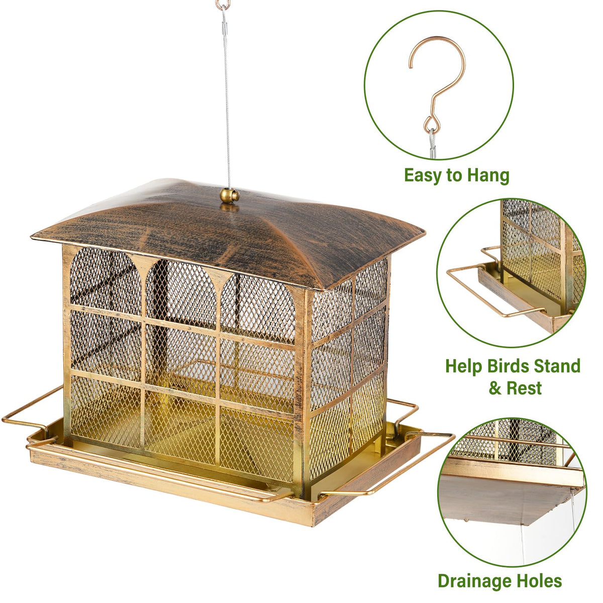 Basysnck feeder top cover protecting seeds from rain and debris