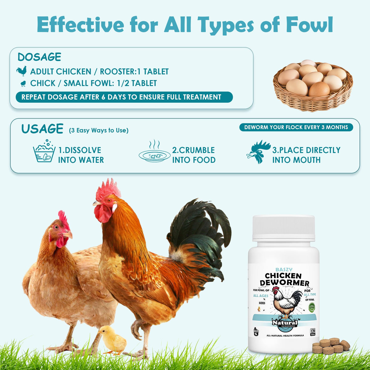 Baszy dewormer being dissolved in water for flexible administration