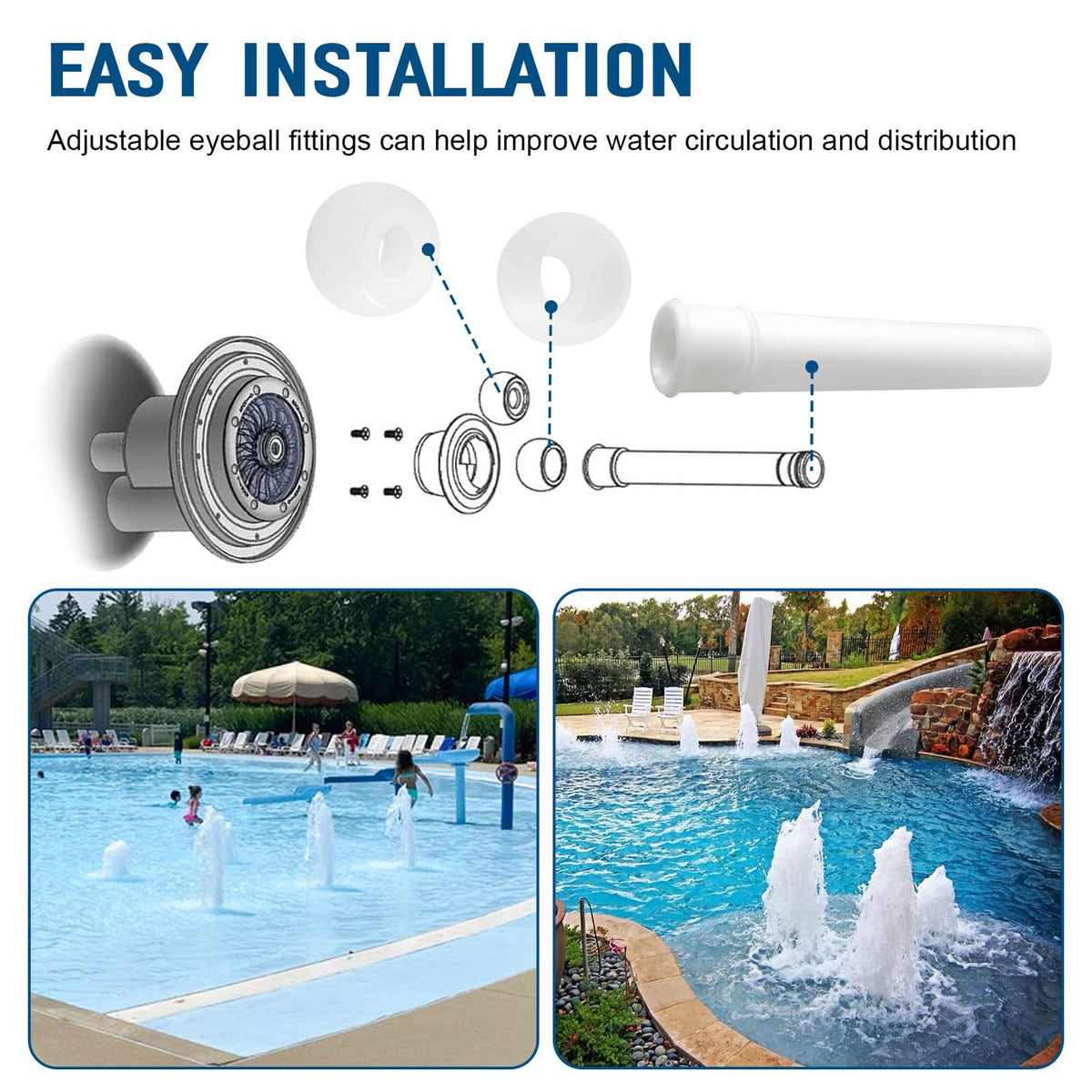 Batator materials shown are corrosion-resistant for long-term pool use.