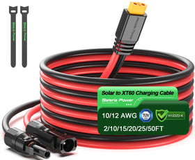 Bateria Power 10 ft solar to XT60 cable ready for off-grid charging.