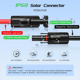 Bateria Power IP68 waterproof connectors for rugged RV solar setups.