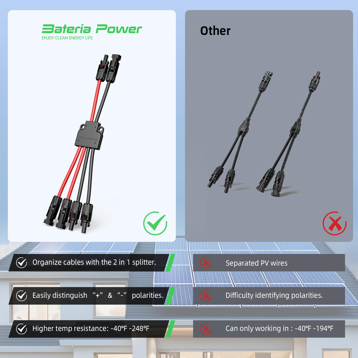 Bateria Power IP68 waterproof solar connector for outdoor reliability.