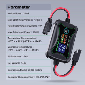 Max PV input up to 150W supports small-to-medium solar arrays.