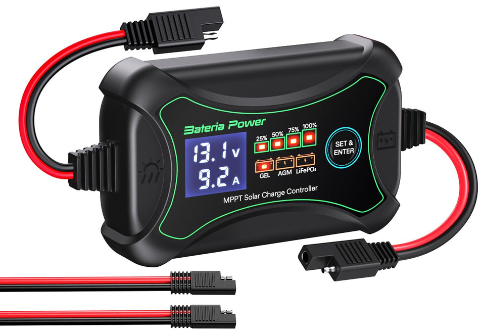 Bateria Power SunRock 10 compact design with LCD display for easy solar monitoring.