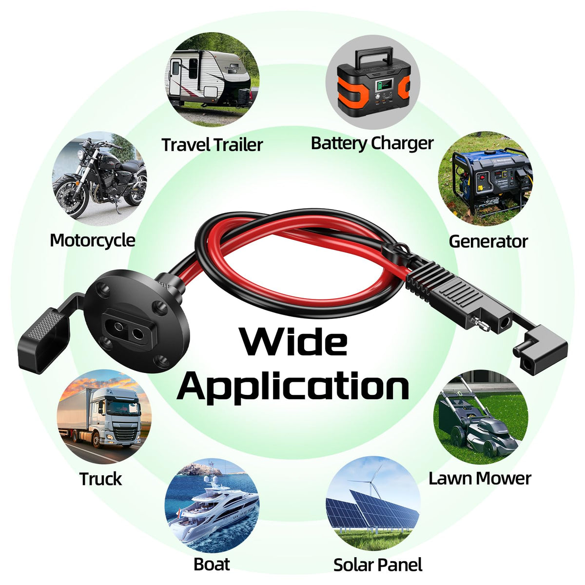 Versatile applications include solar generators, motorcycles, boats, and RVs for reliable power.