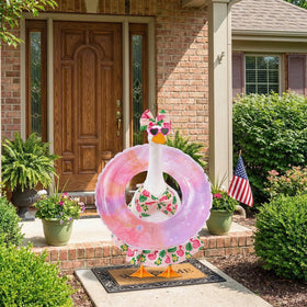 Batfsm porch-goose decor transforms garden spaces into a cheerful scene.